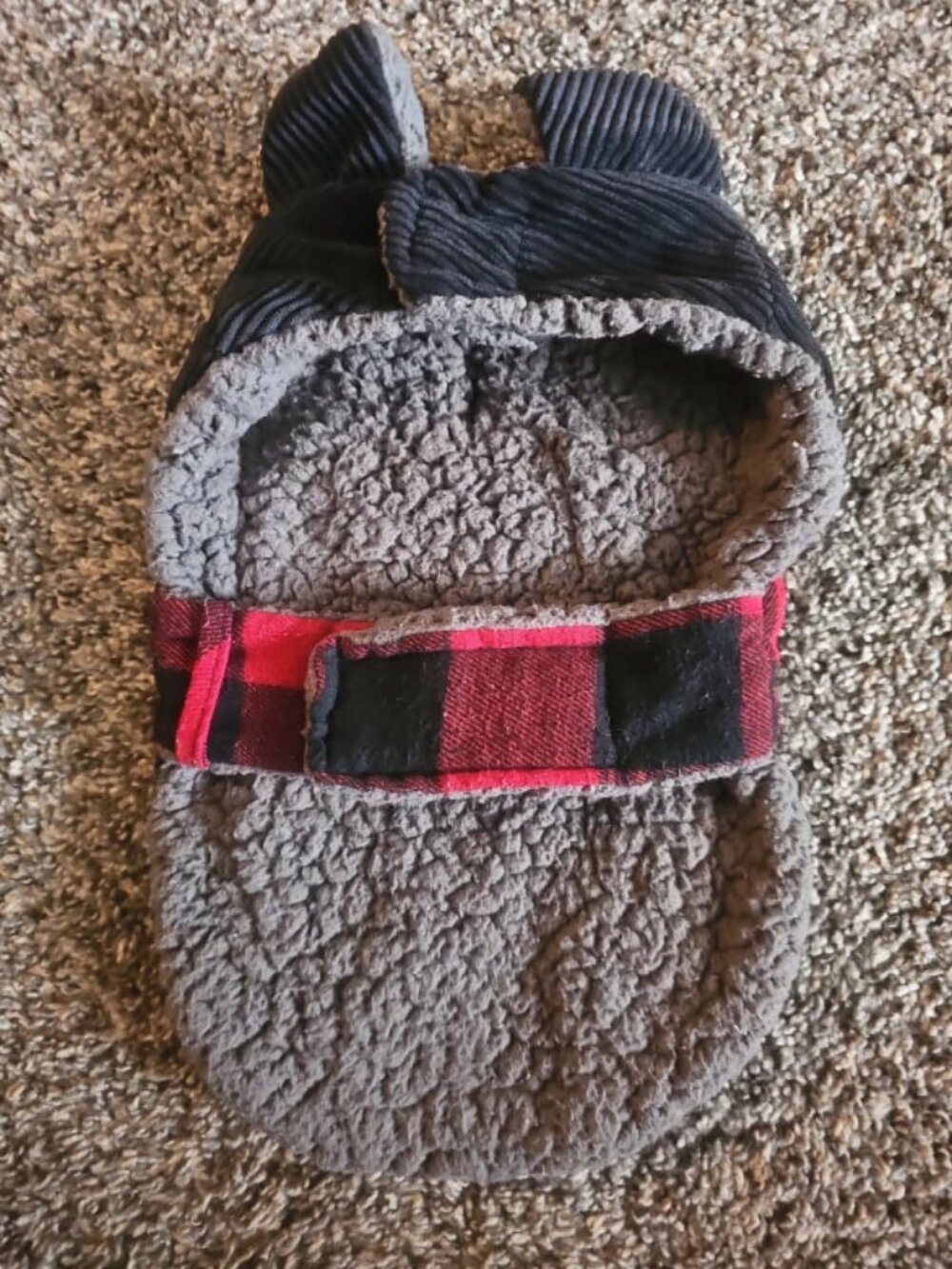 Warm Dog Coat (Checkered Pattern with Velvet) Size S